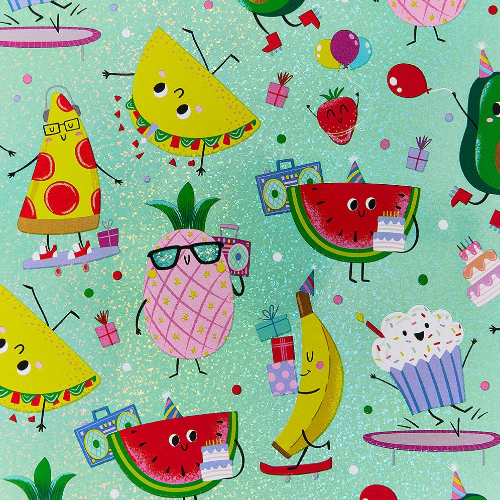 Birthday Jumble Prismatic Continuous Roll Wrap