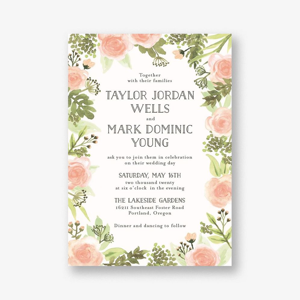 Painted Floral Wedding Invitation | Paper Source, image size:996x996