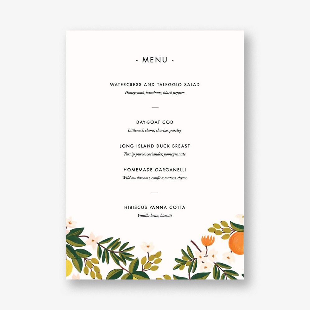 Citrus Orchard Menu