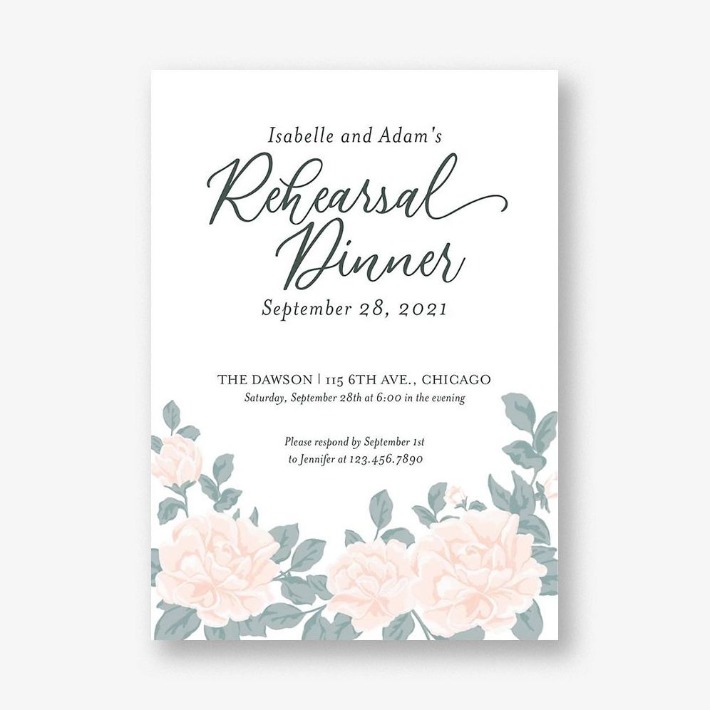 Pastel Peonies Rehearsal Dinner Invitation