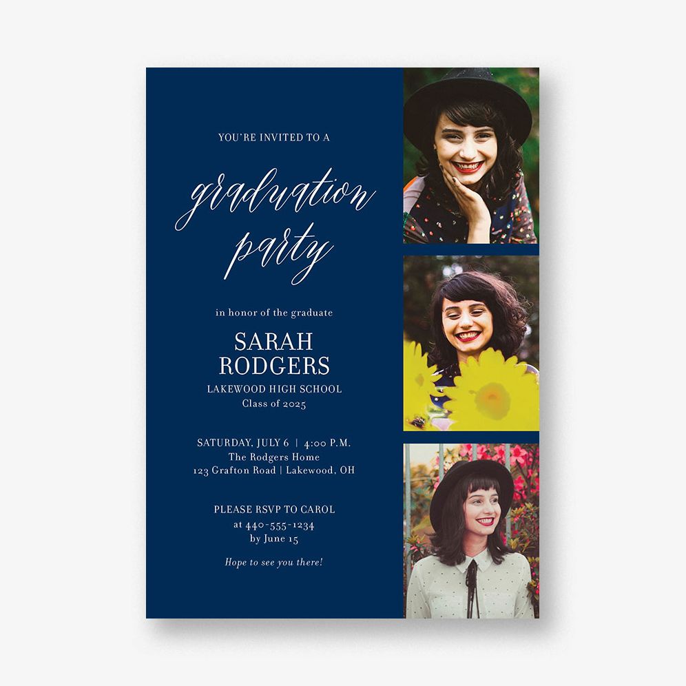 Vertical Photo Grid Graduation Party Invitation