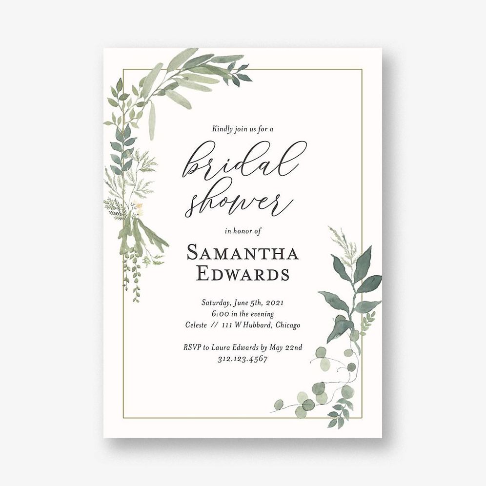 Verdant Wreath Bridal Shower Invitation, image size:996x996