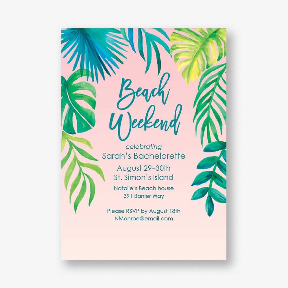 Beach Weekend Bachelorette Party Invitation | Paper Source, image size:996x996
