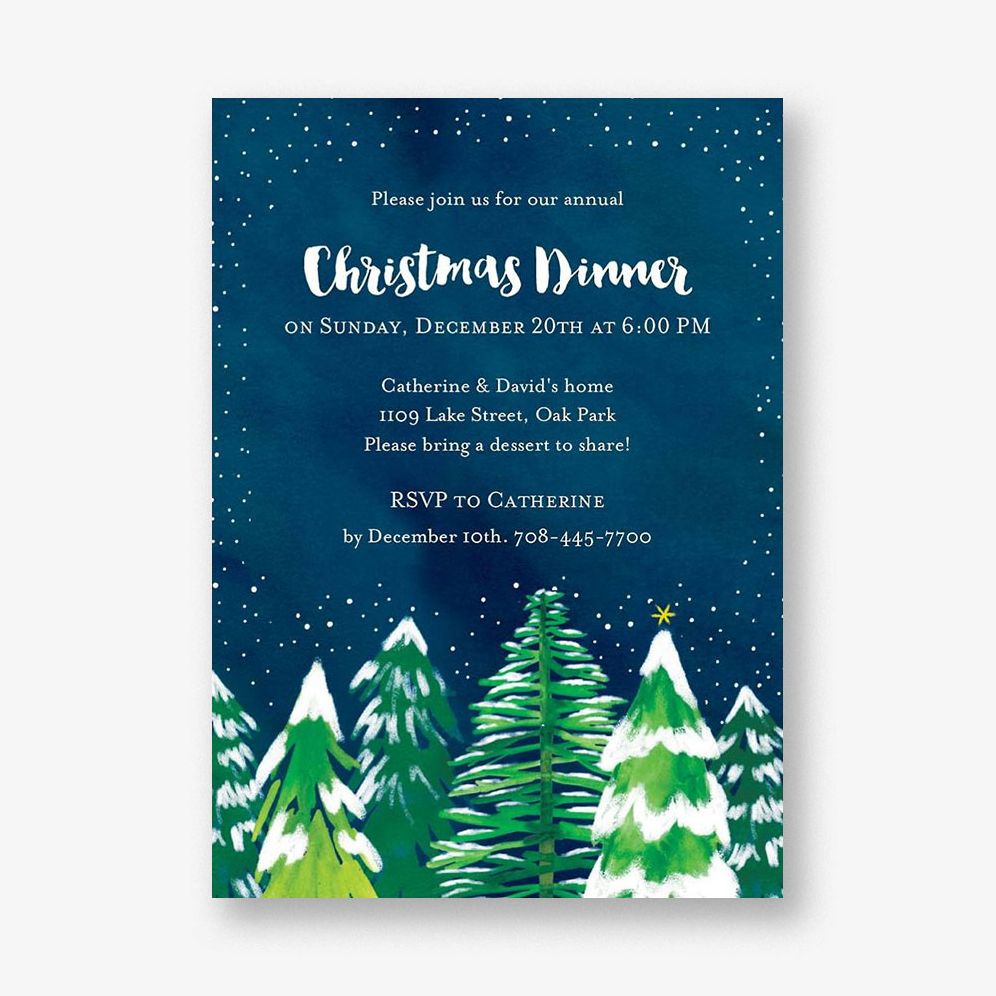 Snowy Trees Holiday Party Invitation