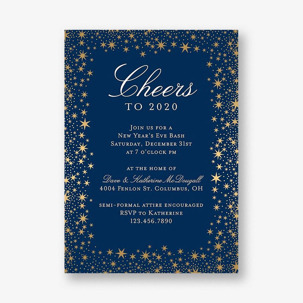 Star Border Foil Party Invitation