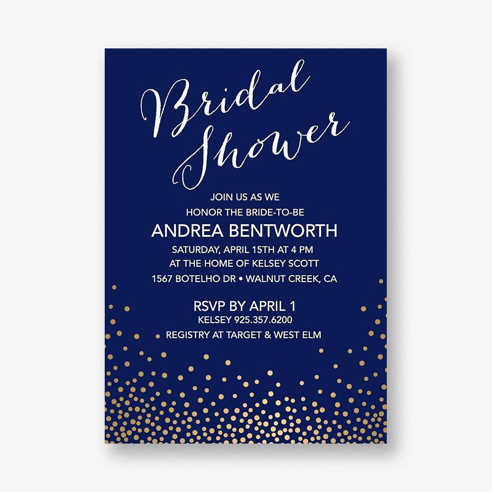 Gold Foil Stamped Champagne Bridal Shower Invitation, image size:996x996