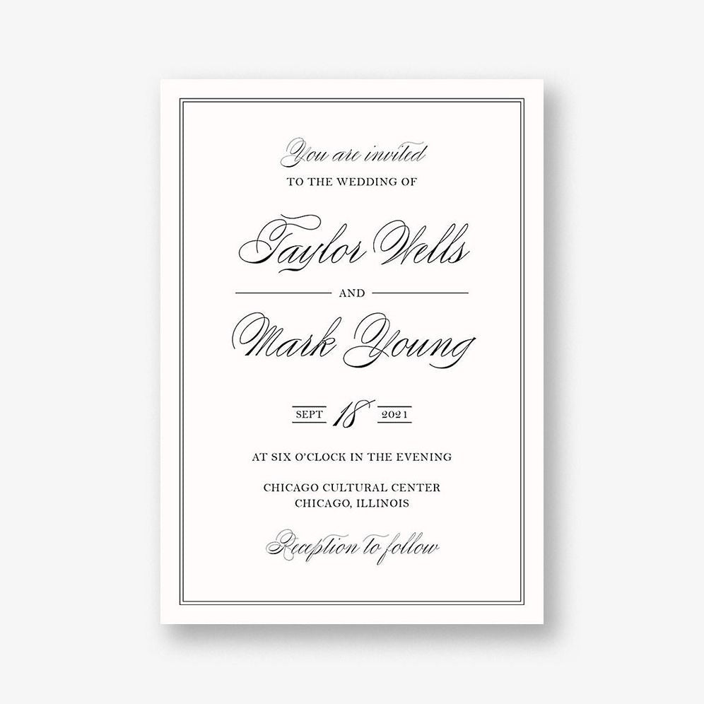 Black Tie Wedding Invitation