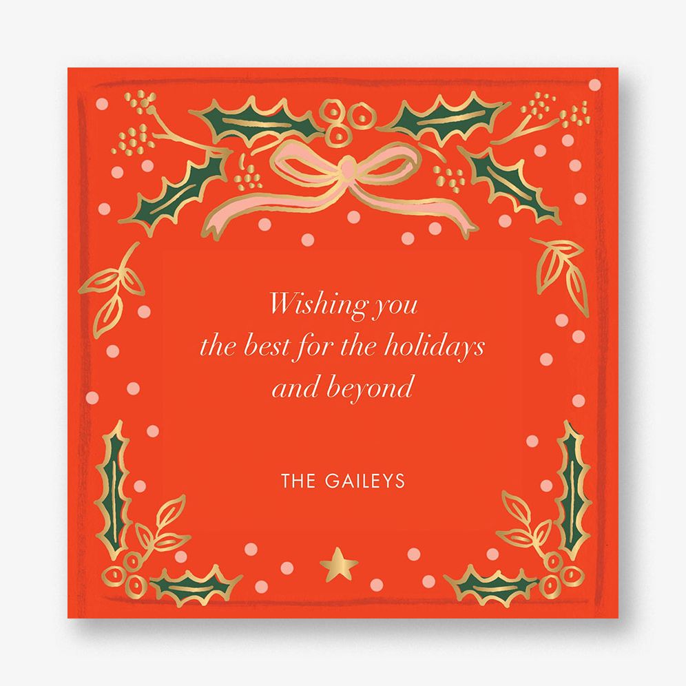 Holly Christmas Holiday Card