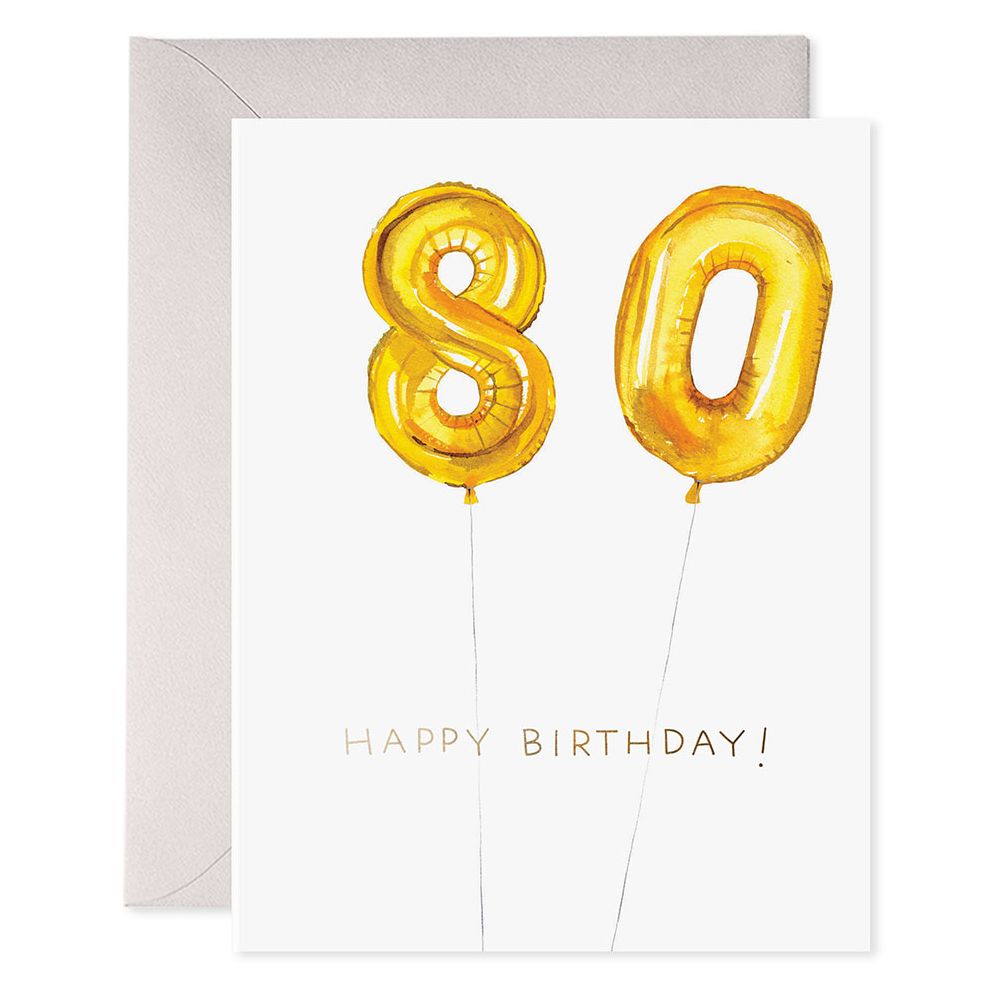 Helium Balloons 80th Birthday Card