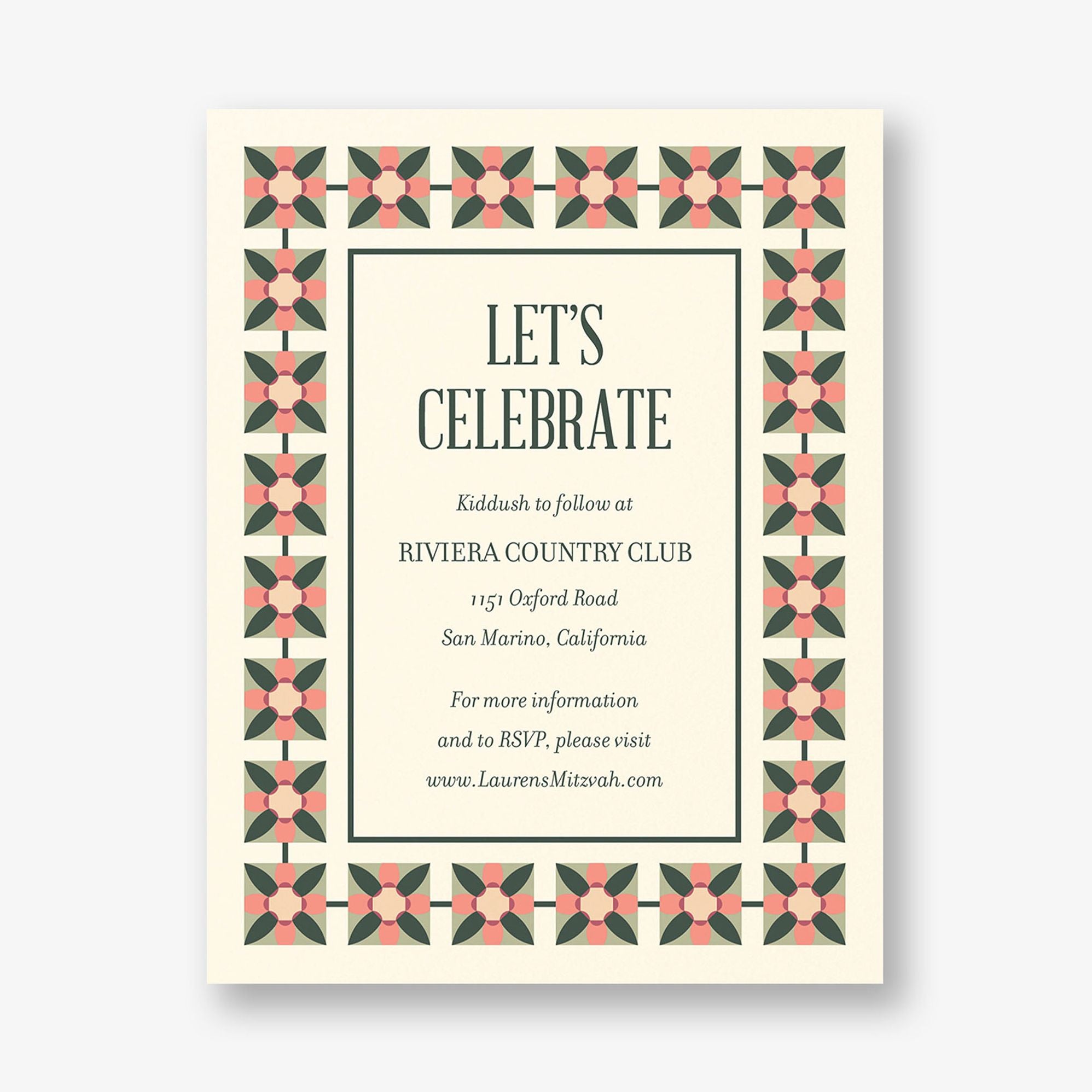 Floral Tile Bat Mitzvah Information