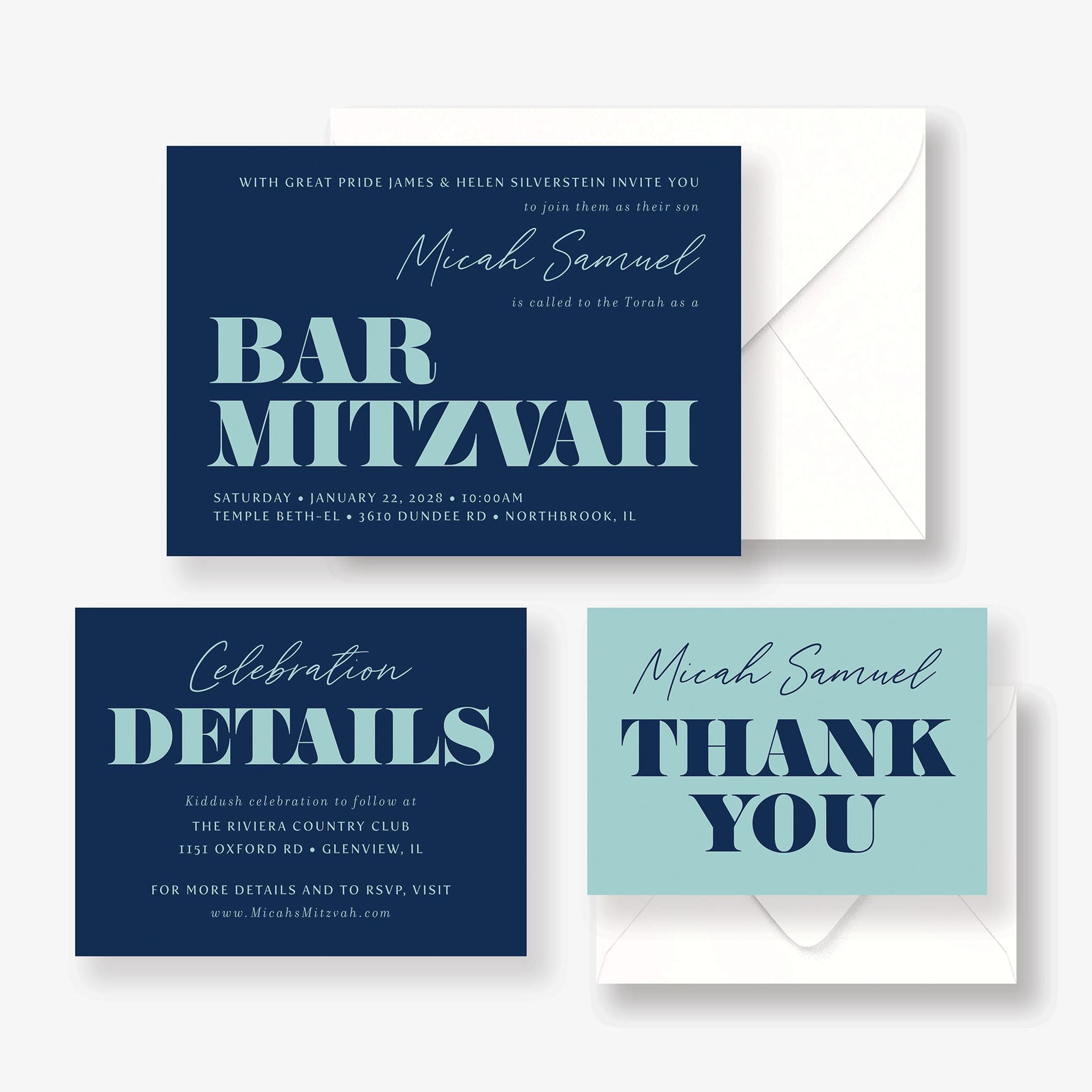 Bold Type Bar Mitzvah Invitation