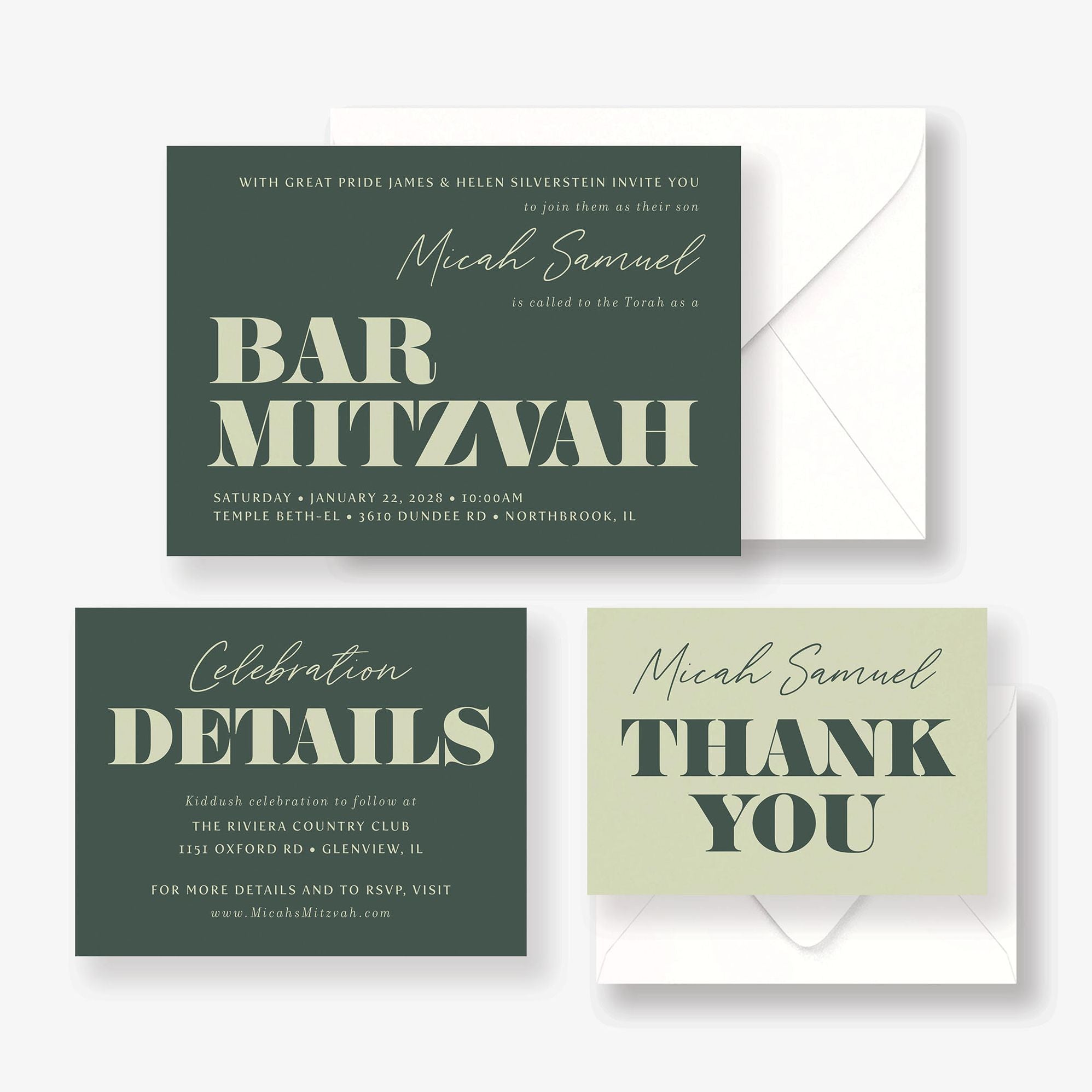 Bold Type Bar Mitzvah Invitation