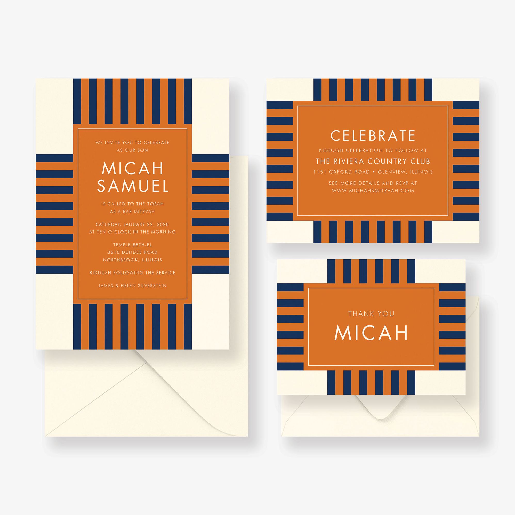 Striped Geo Bar Mitzvah Invitation