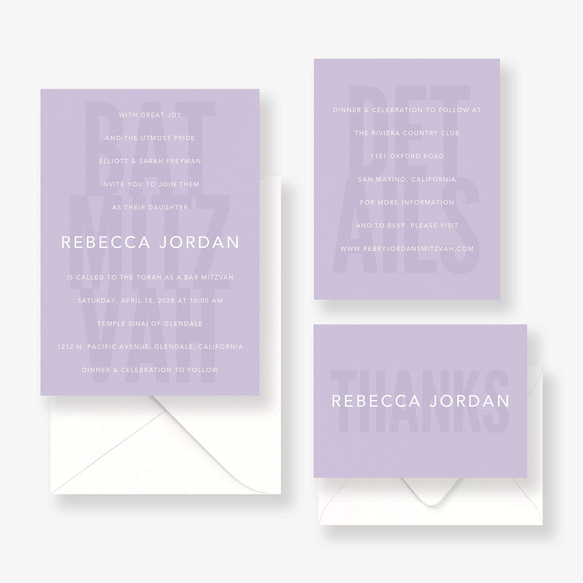 Stacked Type Bat Mitzvah Invitation
