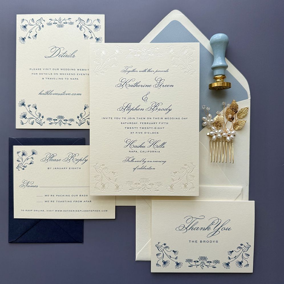 Nouveau Poppy Foil Wedding Invitation