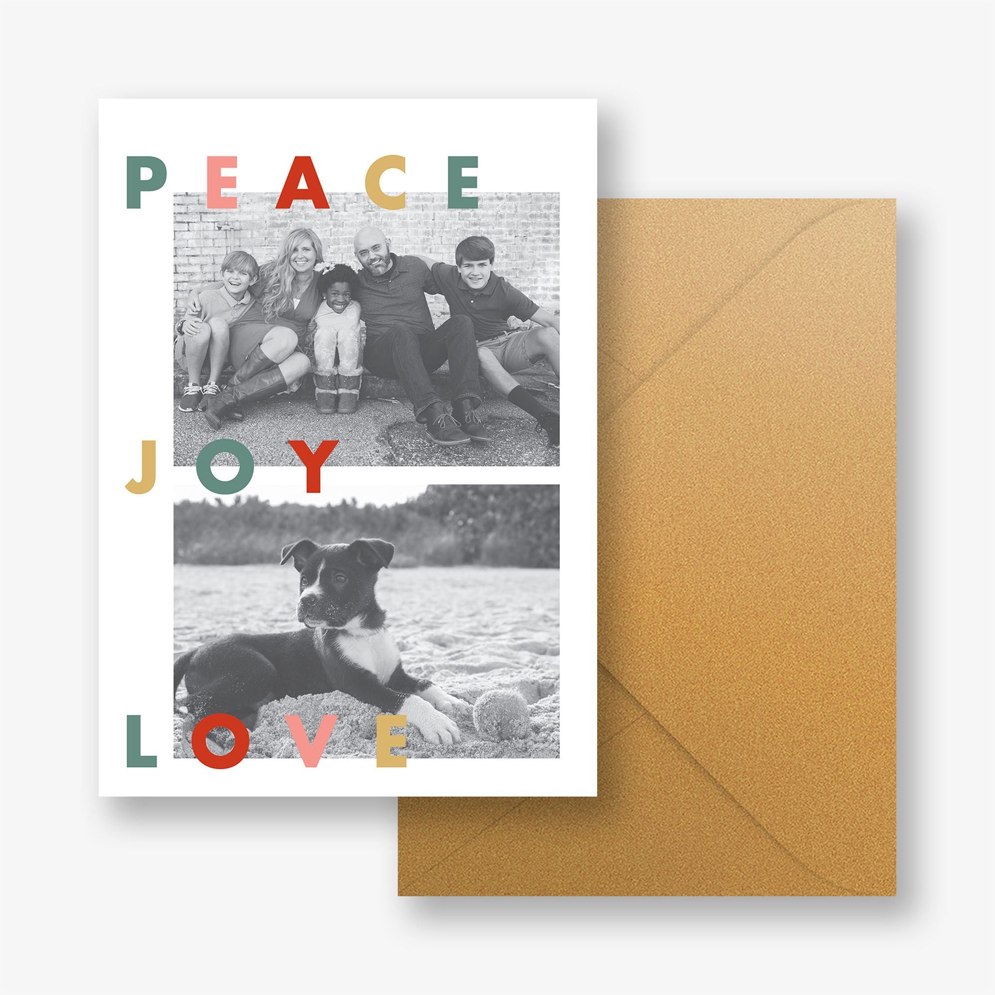 Colorful Peace Joy Love Holiday Photo Card