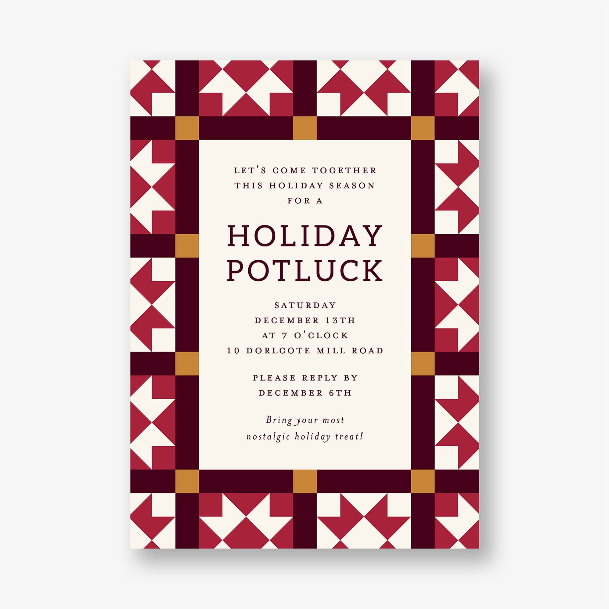Patchwork Quilt Holiday Party Invitation