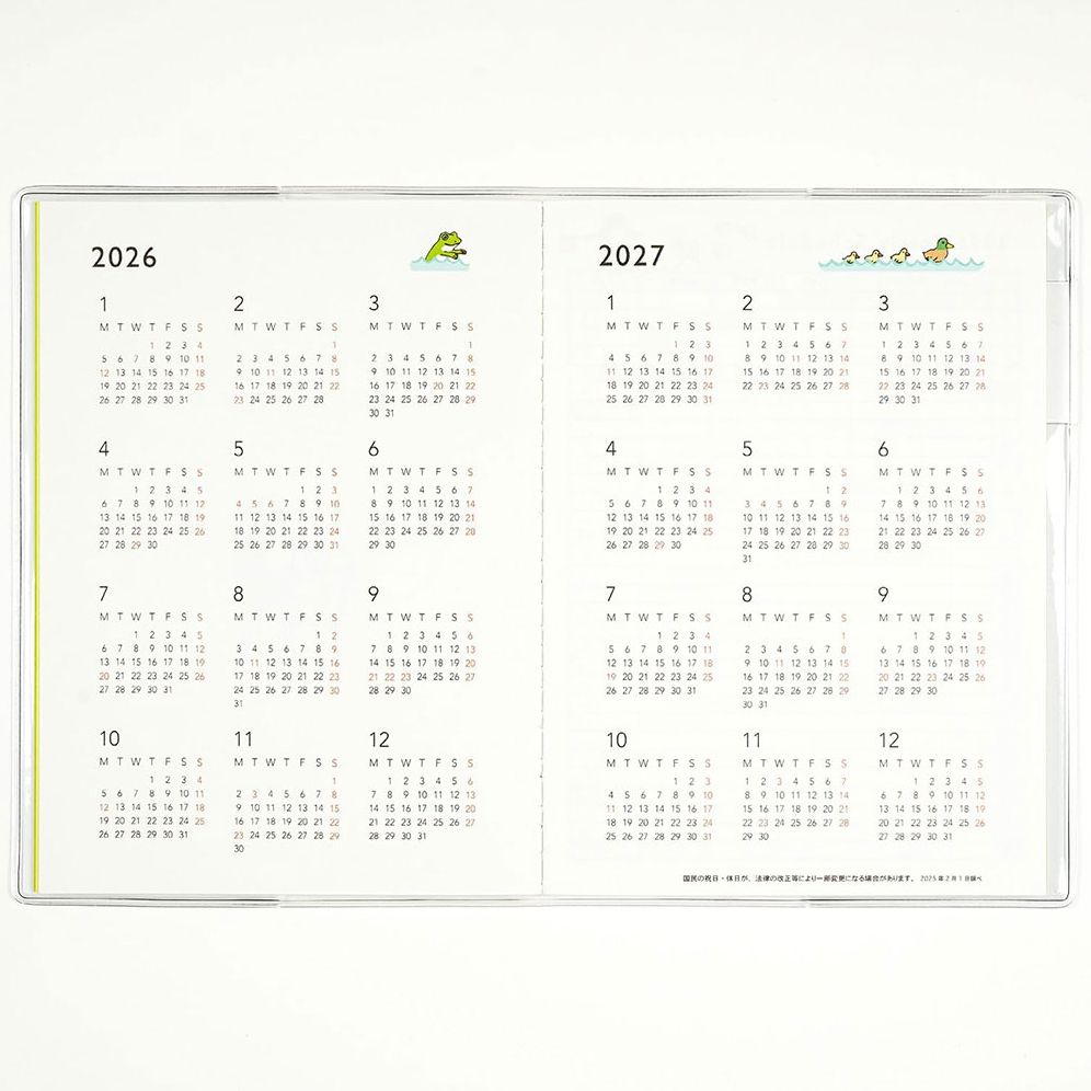 2026 Schedule Diary - FROG TIME A6 Calendar/Memo/Pen Holder