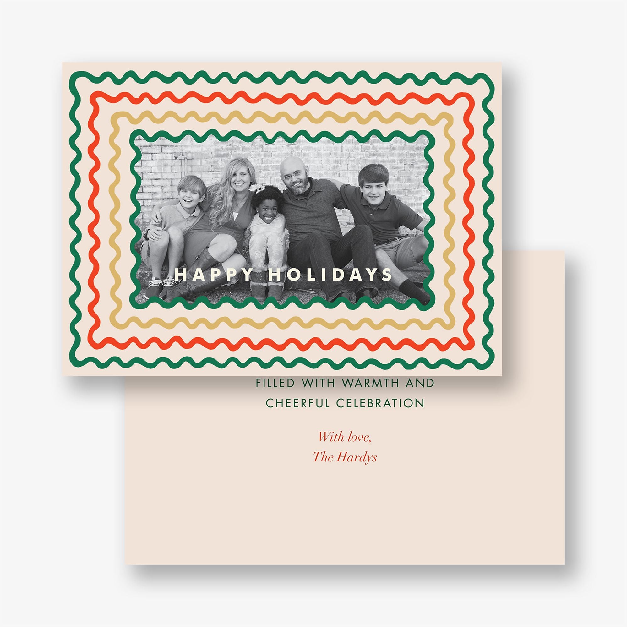 Holiday Ribbon Stripe Holiday Photo Card
