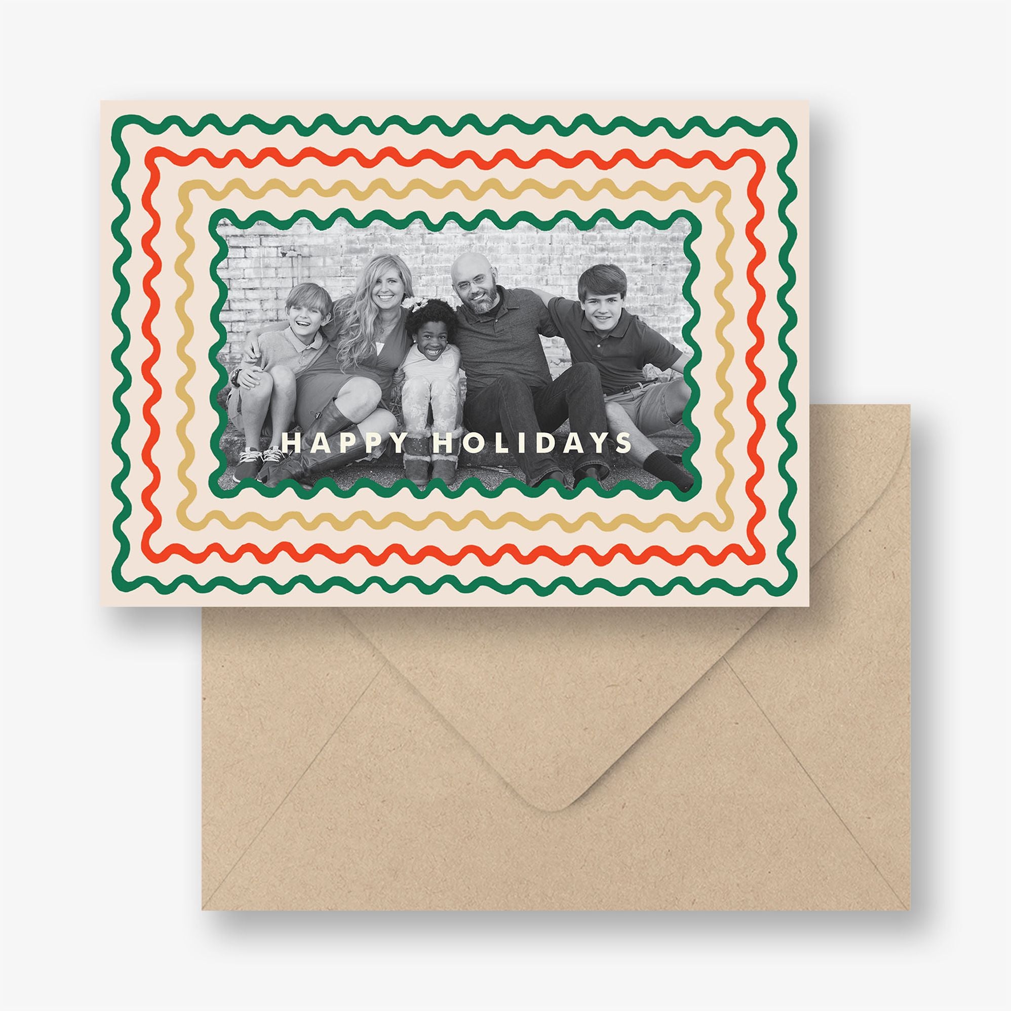 Holiday Ribbon Stripe Holiday Photo Card