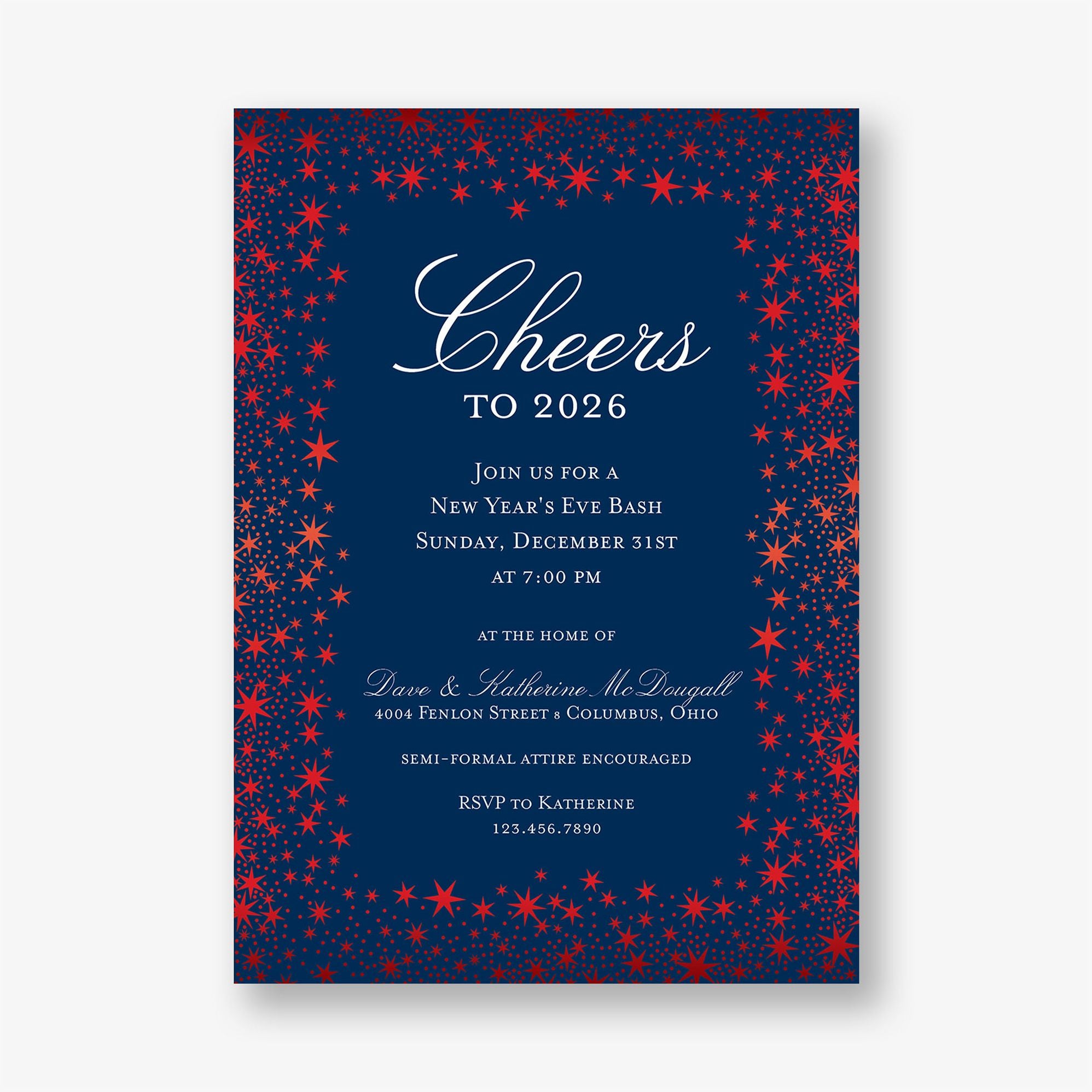 Star Border Foil Party Invitation
