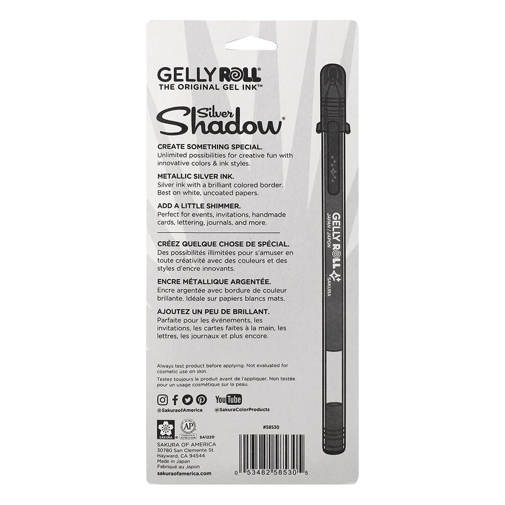 Sakura Gelly Roll Silver Shadow - 5 pk; Contains 1 ea: Blue, Pink, Purple, Green, Orange