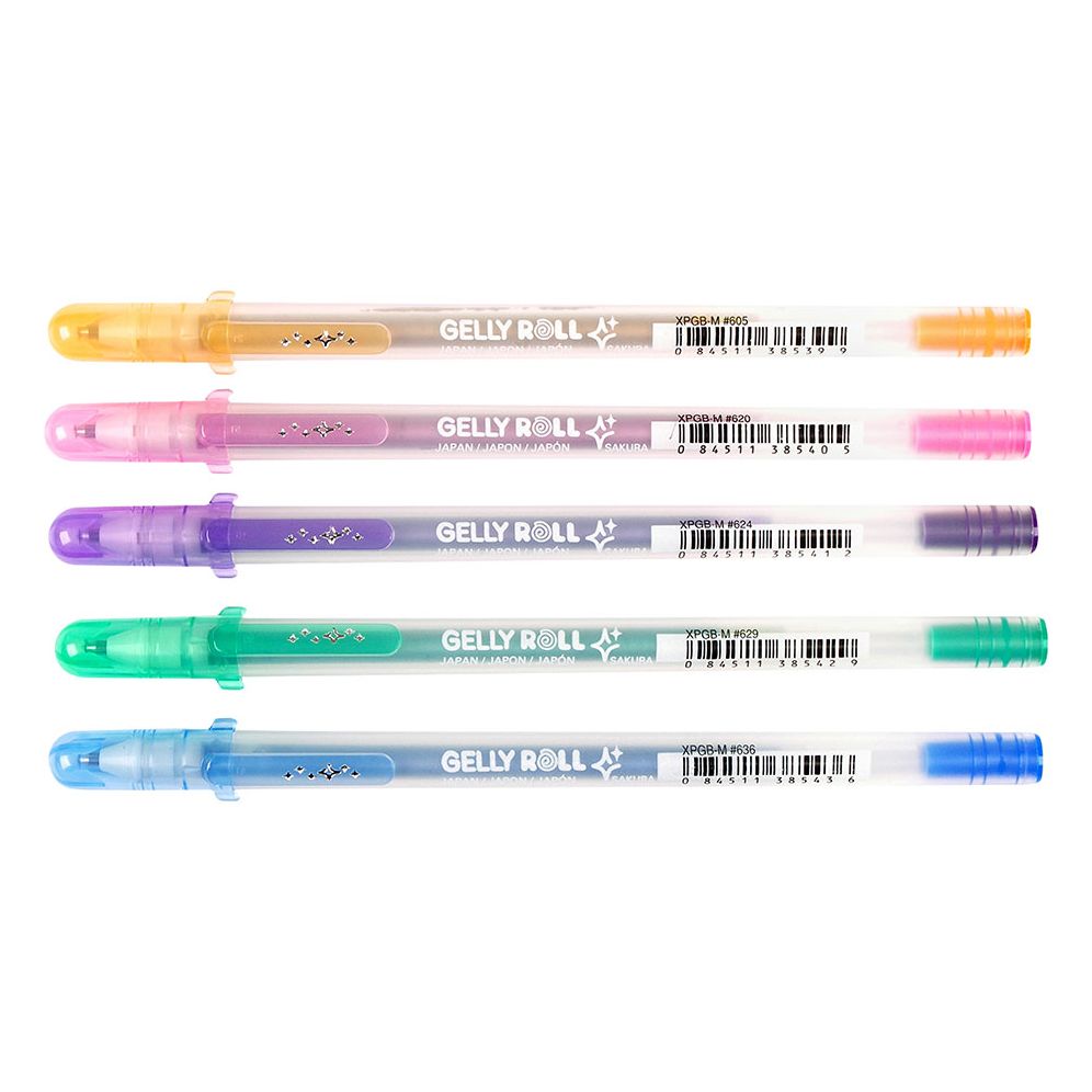 Sakura Gelly Roll Silver Shadow - 5 pk; Contains 1 ea: Blue, Pink, Purple, Green, Orange