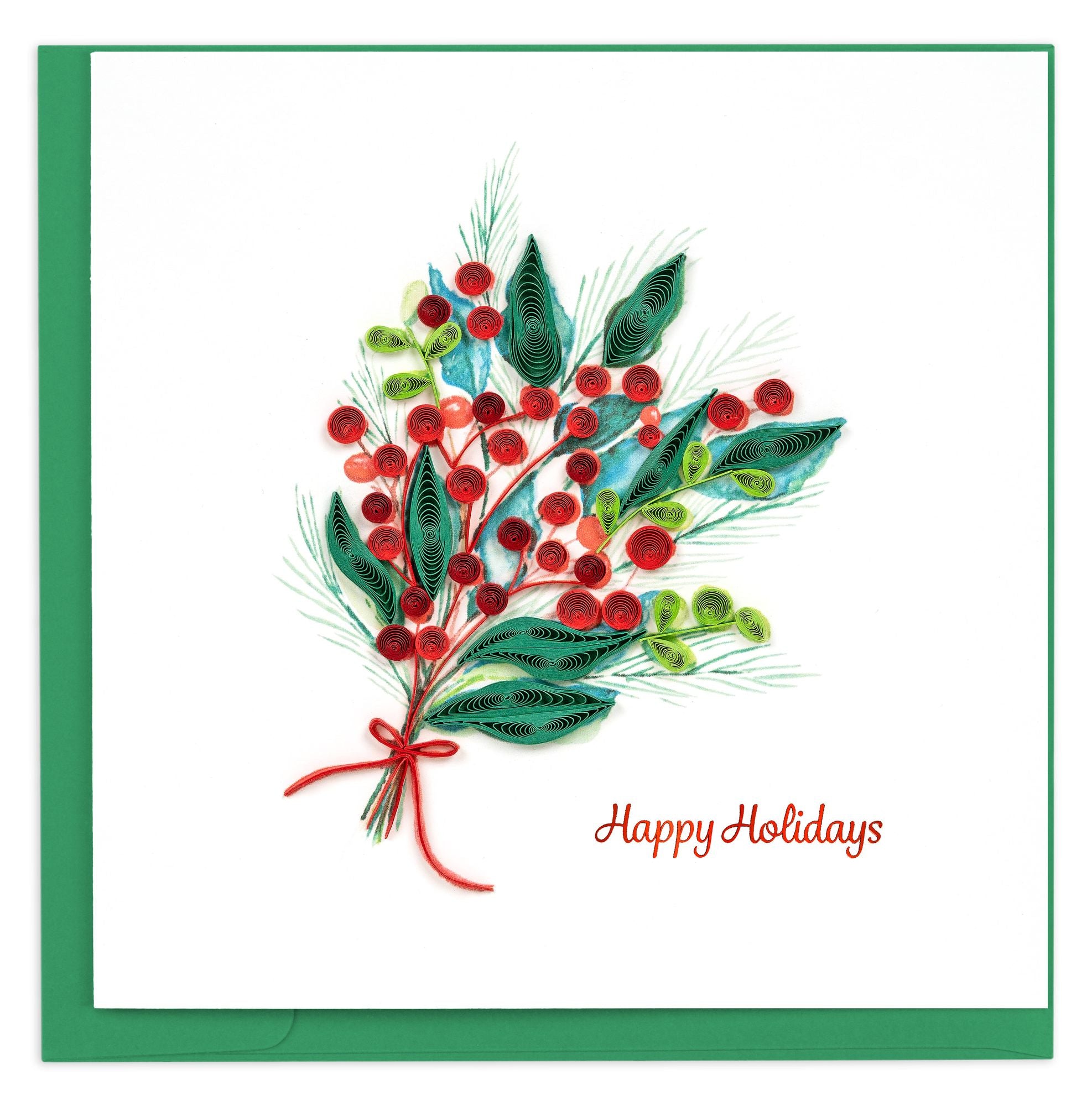 Holly Bunch Holiday Letterhead & Envelopes - 40 Sets Christmas Stationery For Cards & Invitations