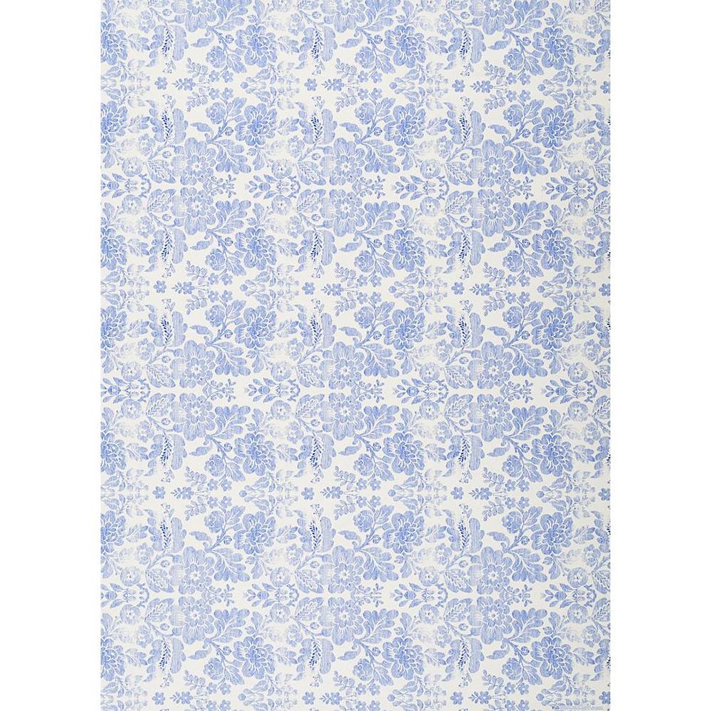 Distressed Blue Floral on White Fine Paper