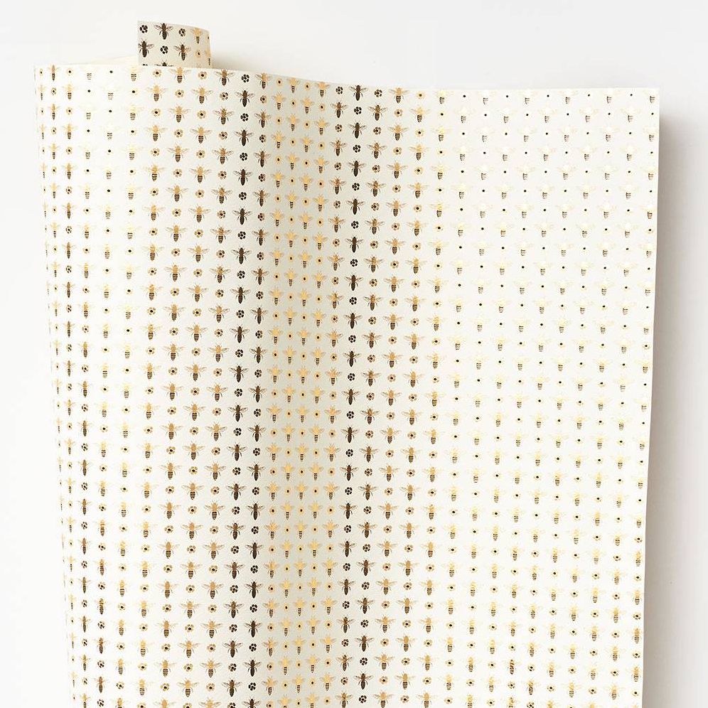 Bumble Bees & Flowers Gold Foil Fine Paper