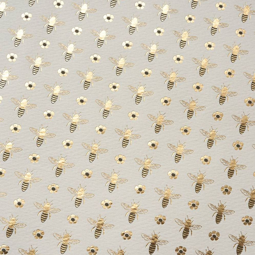 Bumble Bees & Flowers Gold Foil Fine Paper