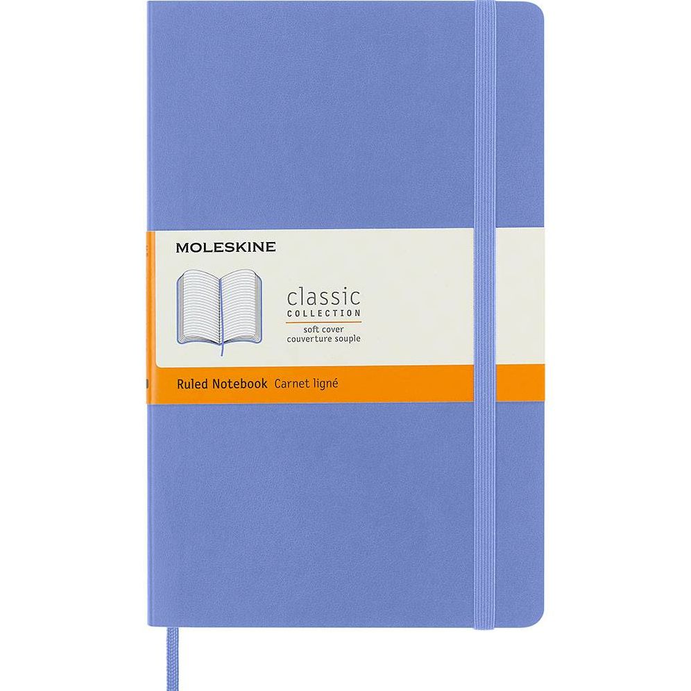 Moleskine Classic Notebook, Large, Ruled, Hydrangea Blue, Soft