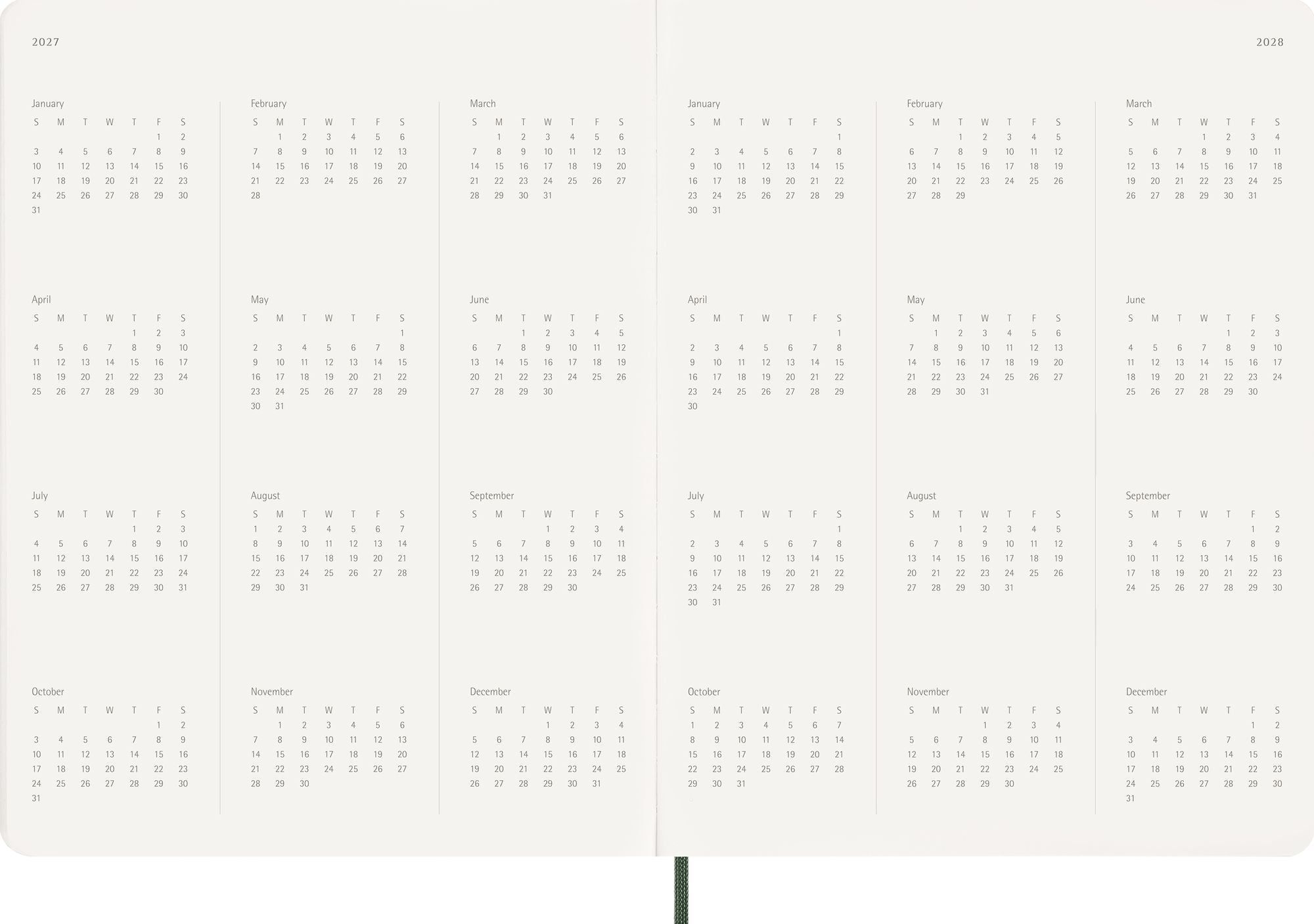 2027 Moleskine 15-Month Essential Planner, Soft Cover, Weekly Vertical, XXL (8.5" x 11"), Myrtle Green, 128 pages