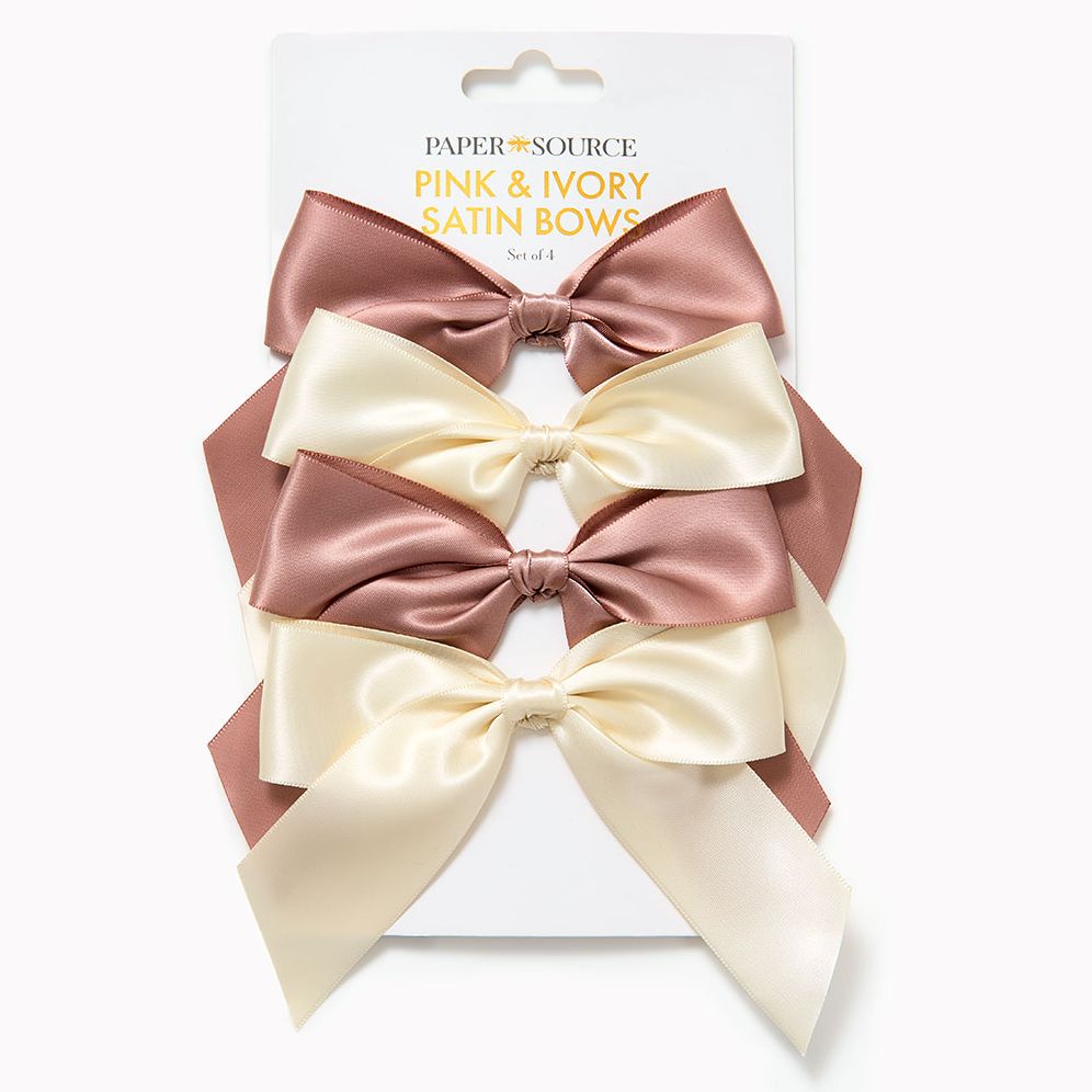 Pink & Ivory Satin Bows Set of 4