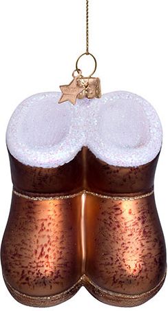 Brown Suede Boot Glas Ornament