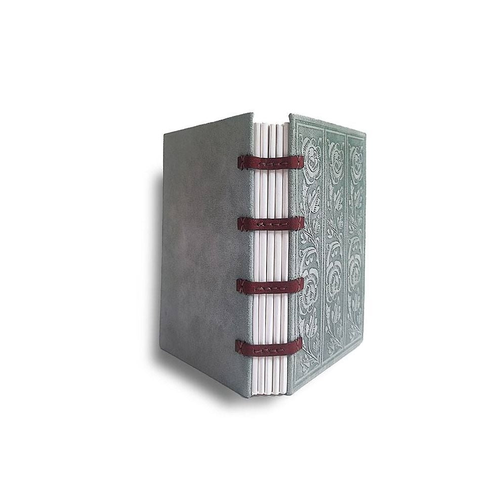 Coptic Bound Embossed Sage Suede Journal