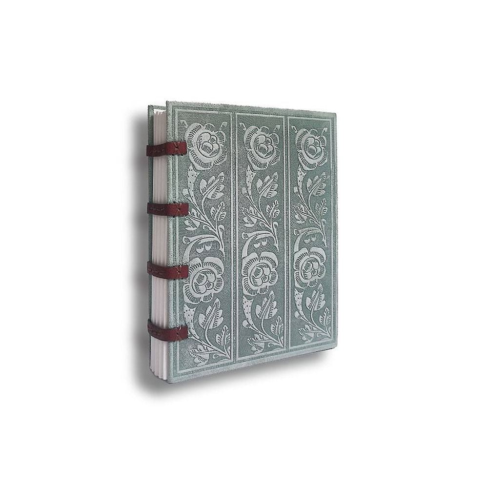 Coptic Bound Embossed Sage Suede Journal