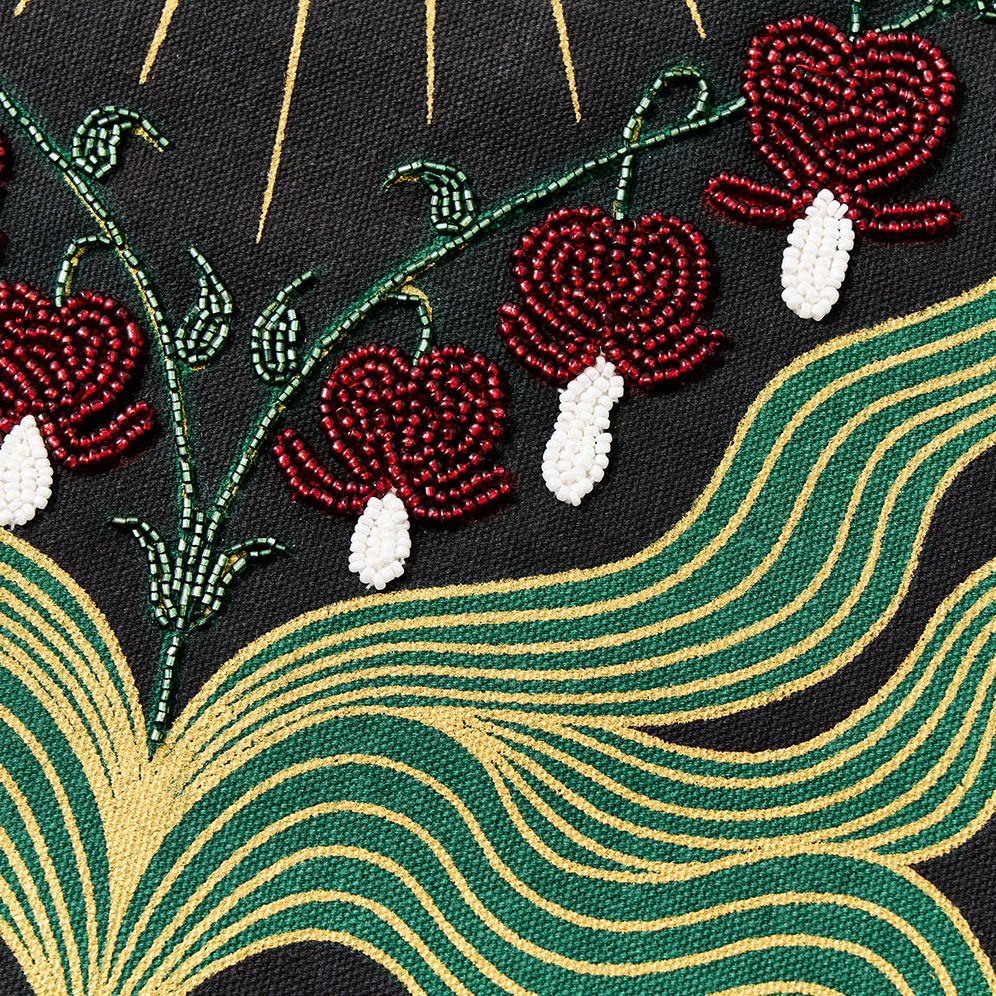 Bleeding Heart Beaded Tote Bag