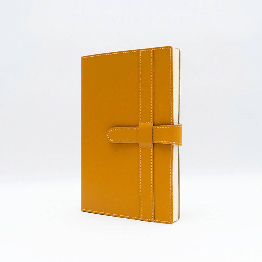 Yellow Leather Journal with Leather Flap Closure and Lined pages