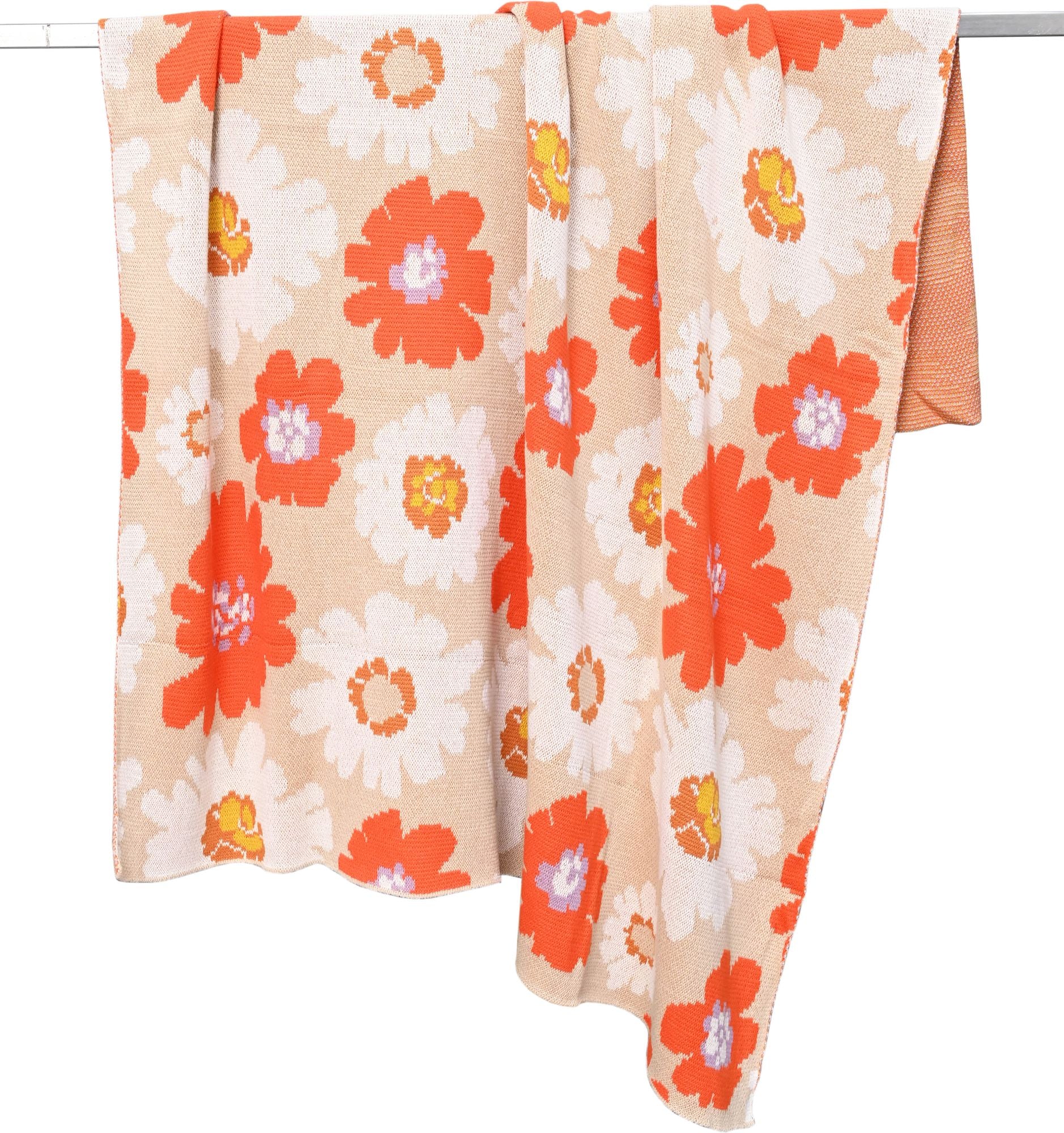 Bold Floral Knitted Throw Blanket
