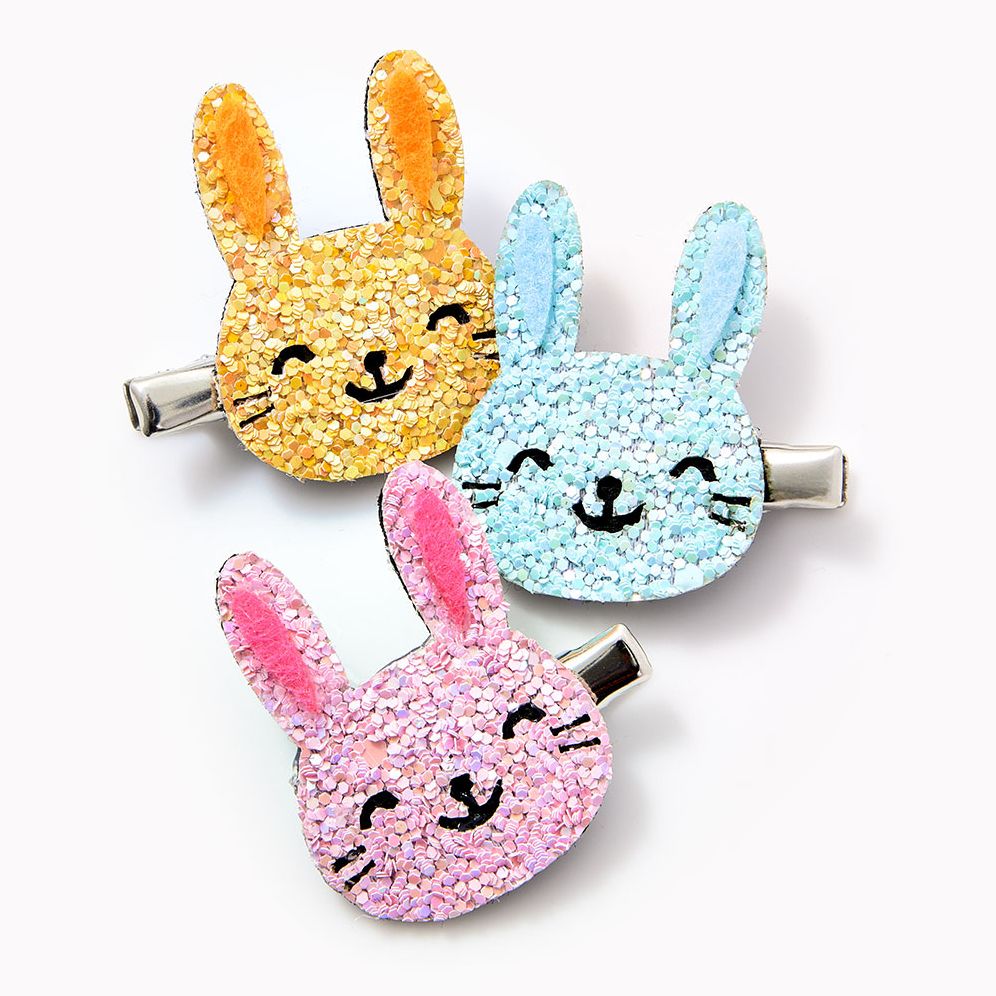 Glitter Bunny Hair Clips, Set of 3