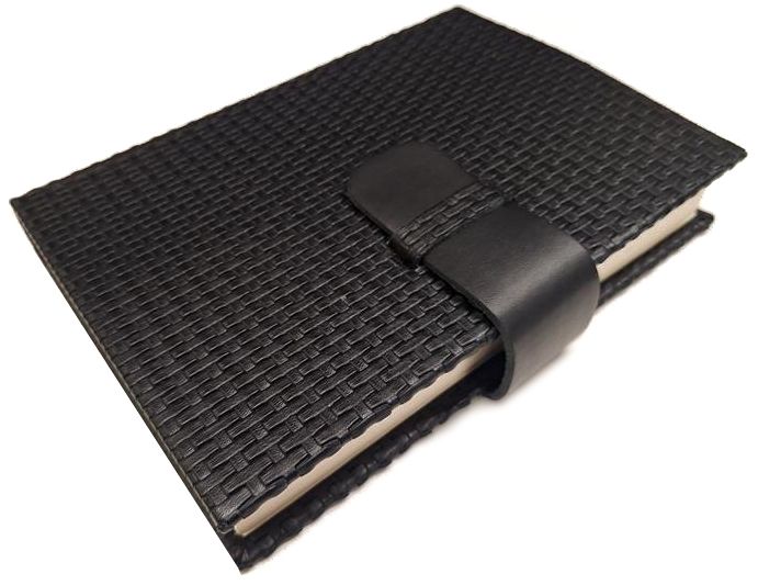 Black Woven Leather Snap Closure Journal