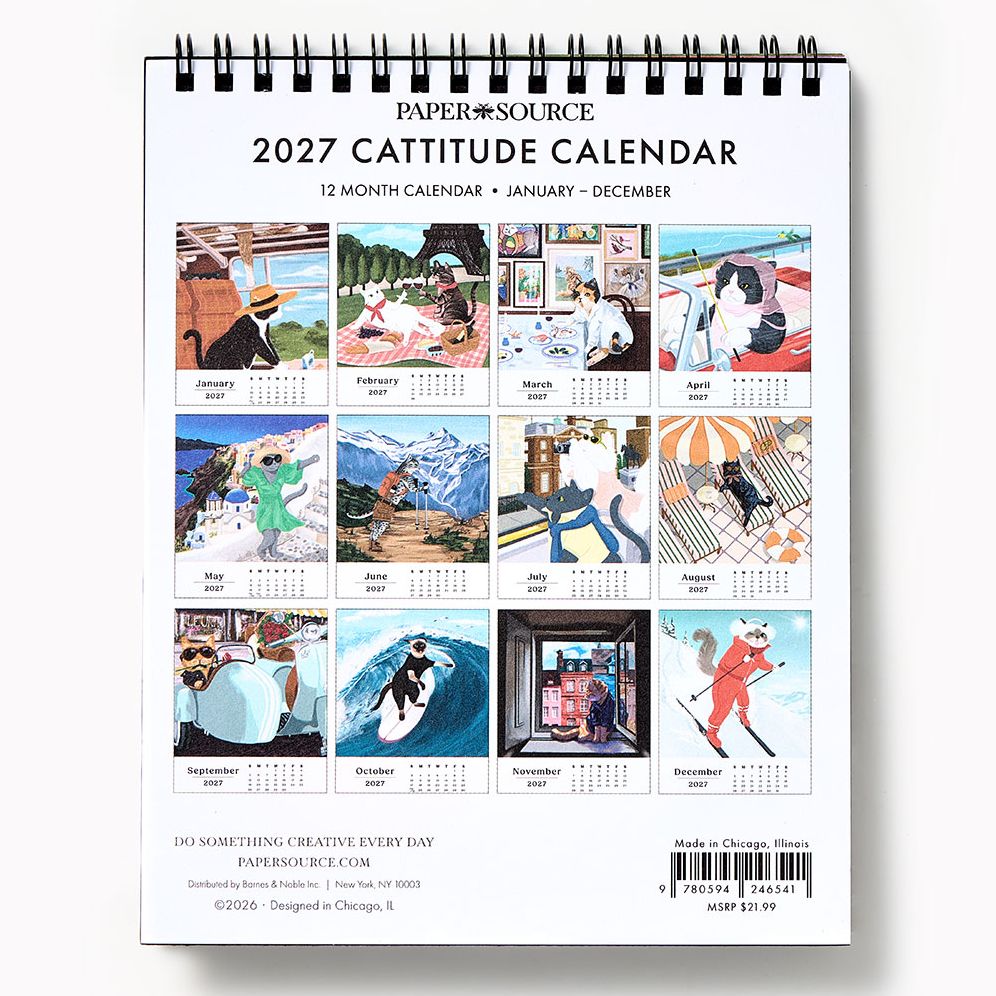 2027 Paper Source Catitude Desk Easel Calendar