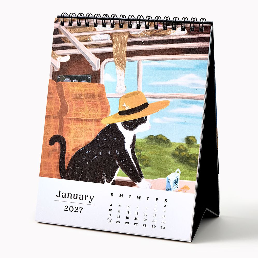 2027 Paper Source Catitude Desk Easel Calendar