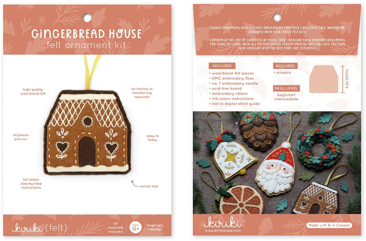 Gingerbread House Felt Ornament Kit