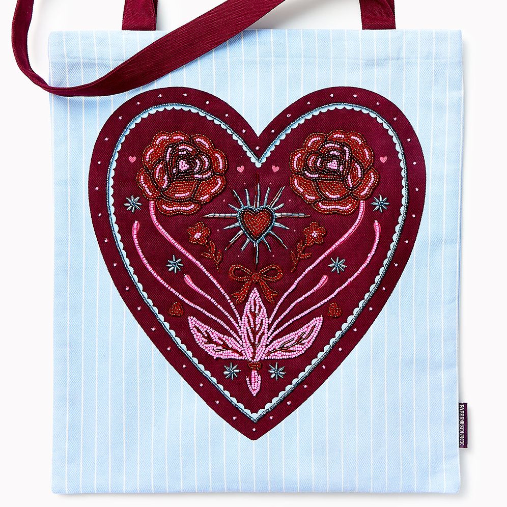 Ornate Heart Beaded Tote