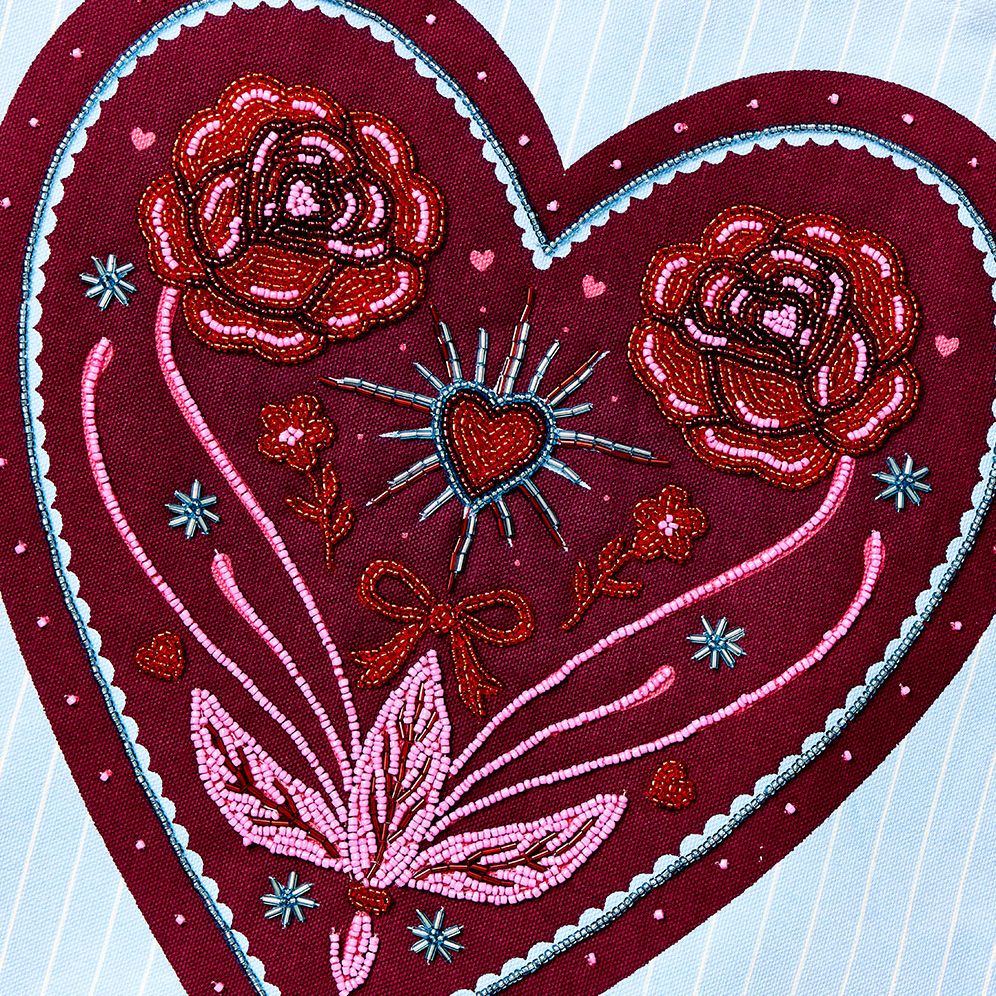 Ornate Heart Beaded Tote