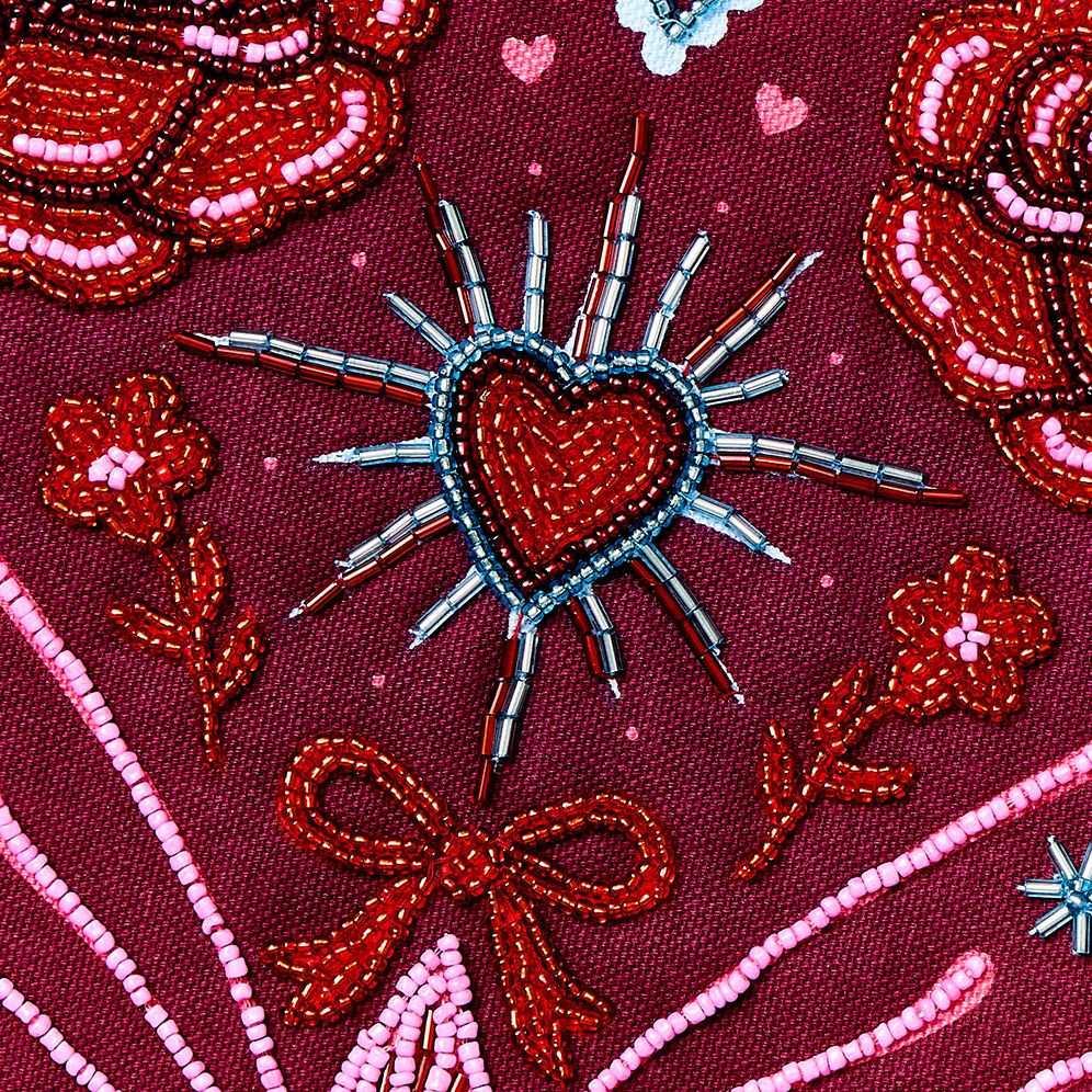 Ornate Heart Beaded Tote