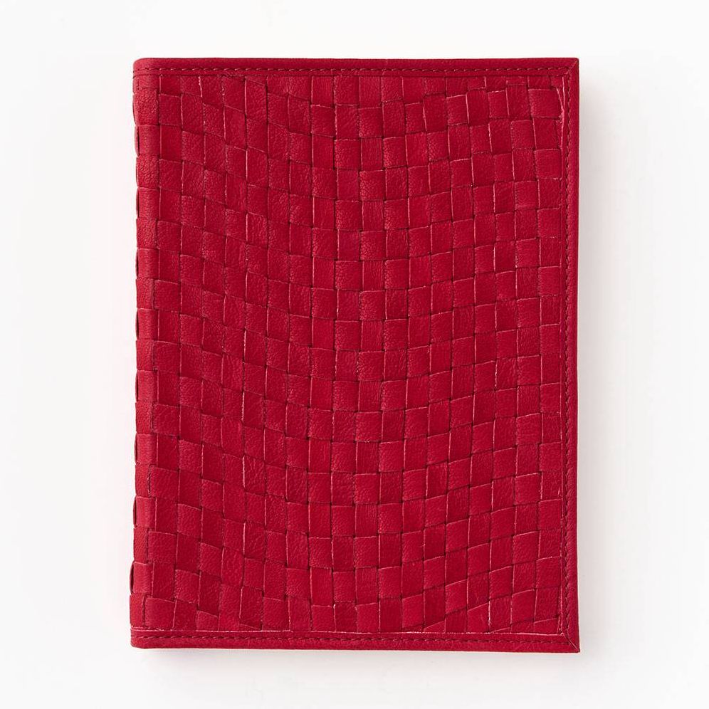 Red Dahlia Woven Leather Journal | Paper Source
