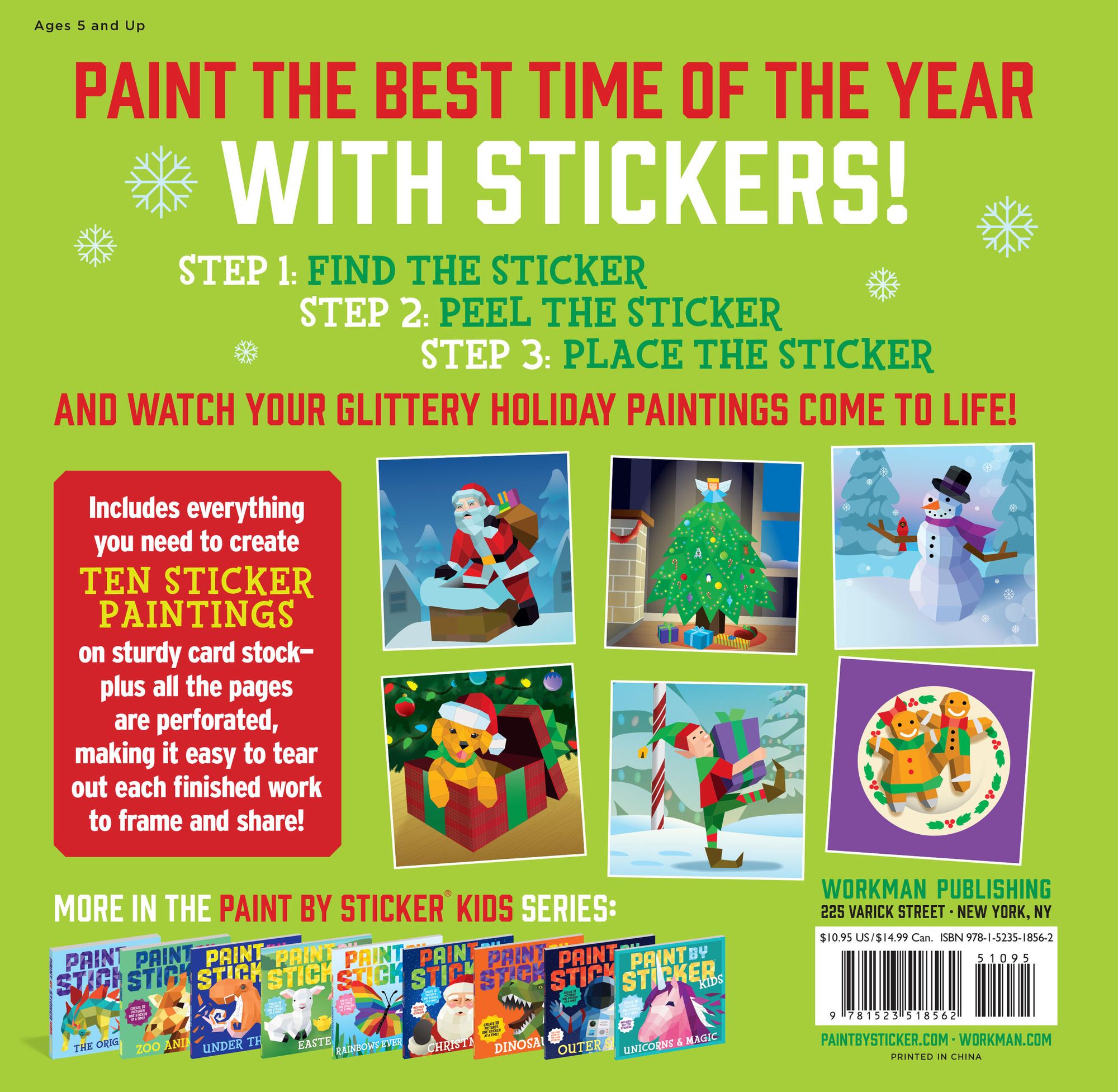 Paint by Sticker Kids (Official): Holly Jolly Christmas: Create 10 Pictures One Sticker at a Time! Includes Glitter Stickers